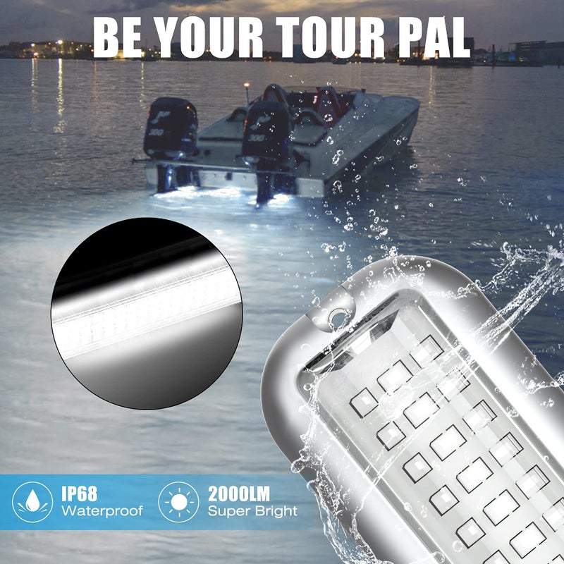 BASIKER BS3 Marine LED Boat Light (2x2000LM 60LED), 10-36V, 316 Stainless Steel, IP68, Air or Underwater, Surface Mount Designed for Cruise Ships, Yachts, Boats, Sailboat, Pontoon, Transom (White) - Image 3